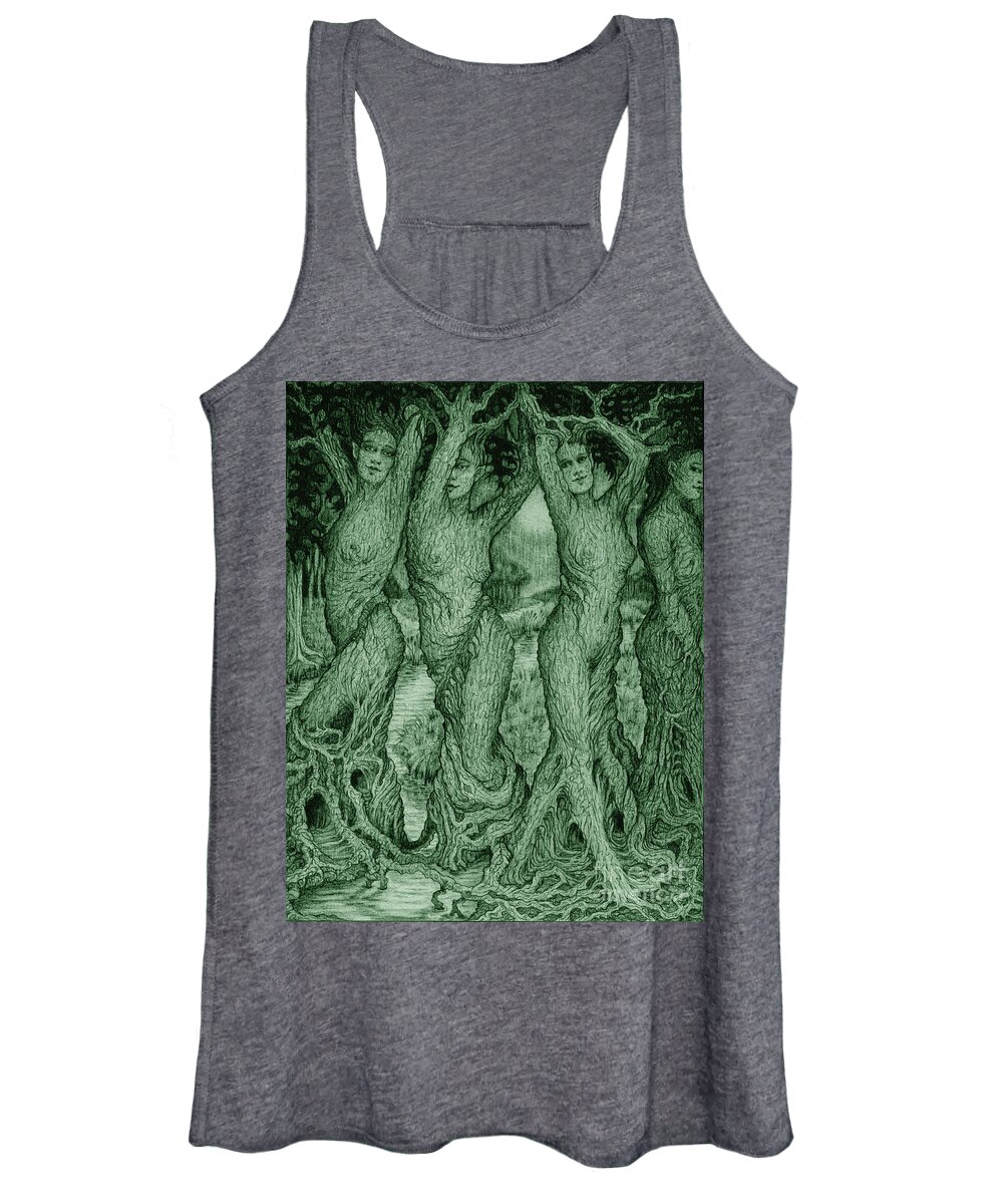 Mythology Women's Tank Top featuring the drawing The Dryads by Debra Hitchcock
