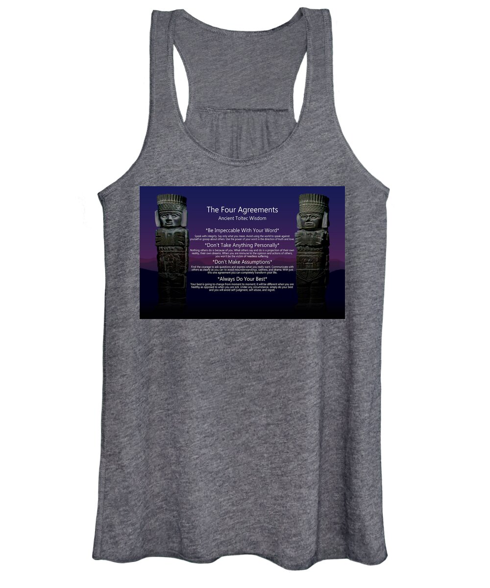 Poster Women's Tank Top featuring the digital art The Four Agreements Poster by M Spadecaller