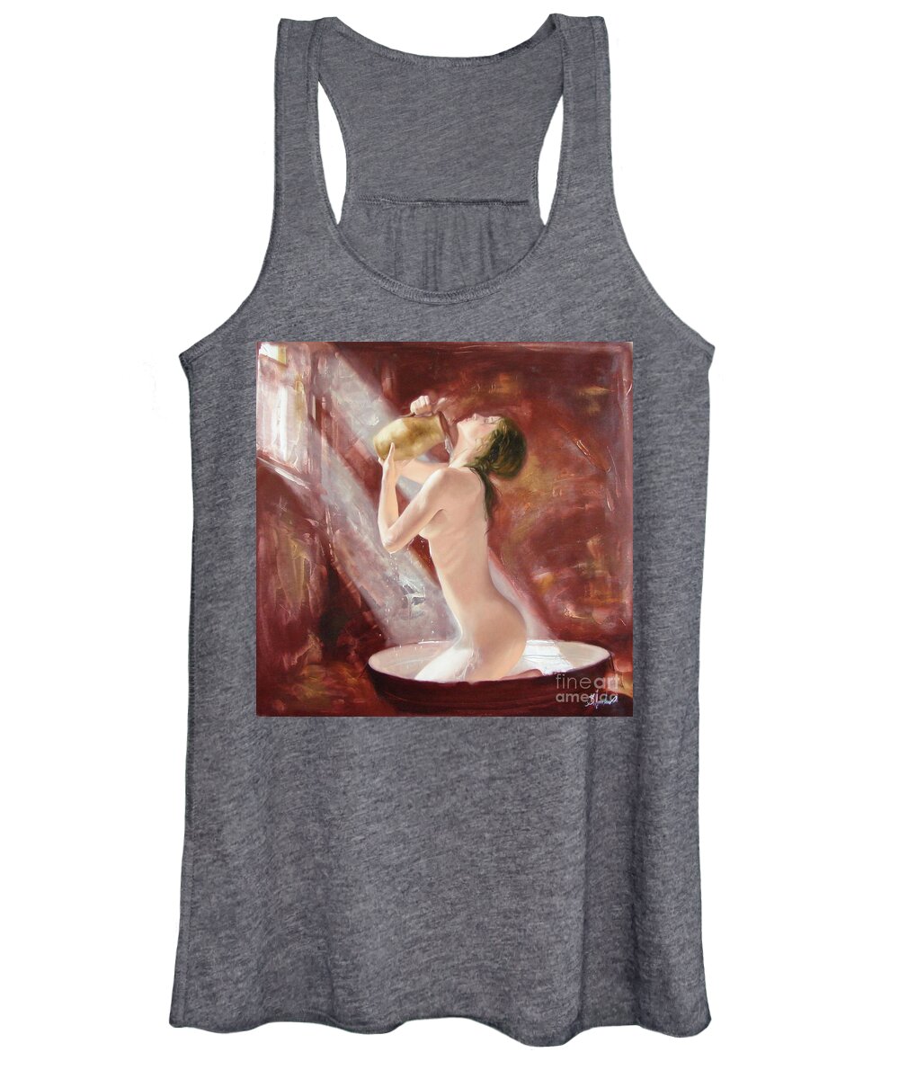 Oil Women's Tank Top featuring the painting The freshness by Sergey Ignatenko