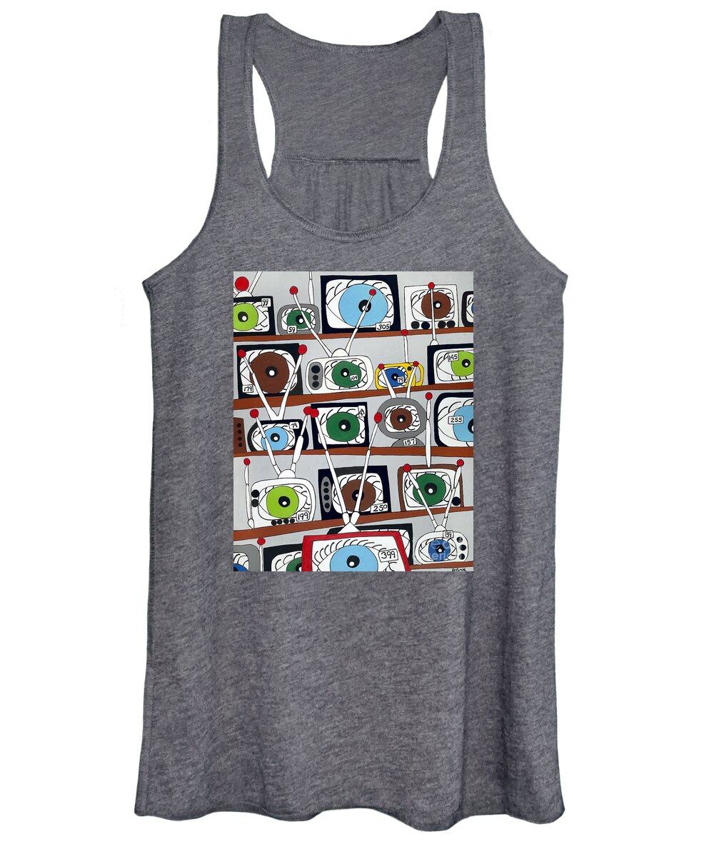 Tv Women's Tank Top featuring the painting The Hungry Eye by Rojax Art