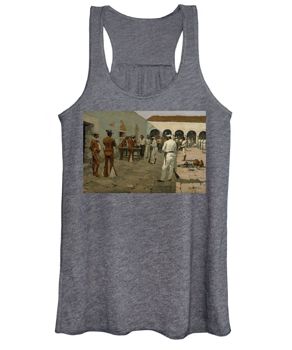 Frederic Remington Women's Tank Top featuring the painting The Mier Expedition The Drawing of the Black Bean by Frederic Remington