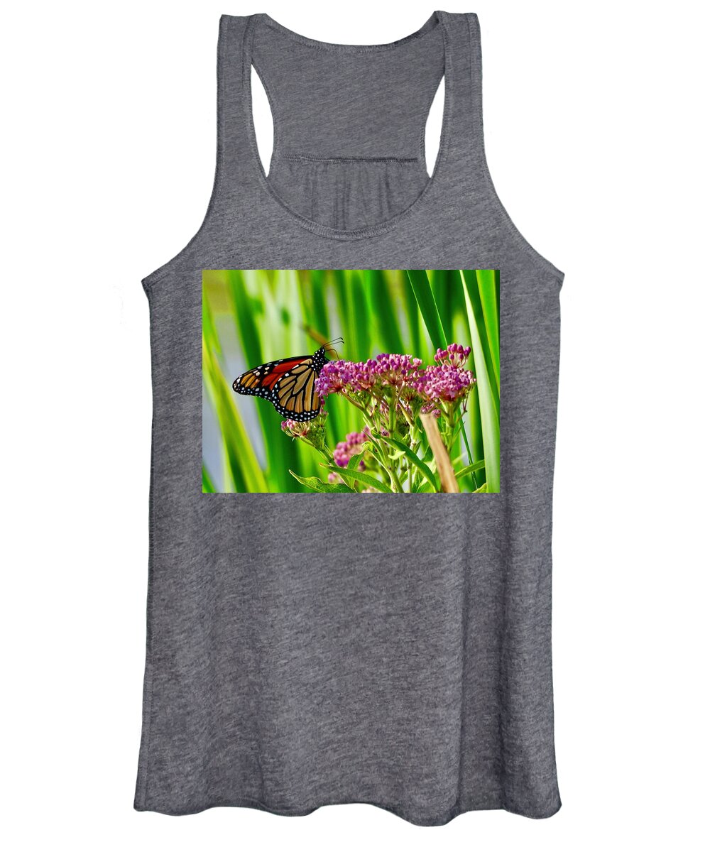 Monarch Women's Tank Top featuring the photograph The Monarch Visits the Peasants by Shawn M Greener