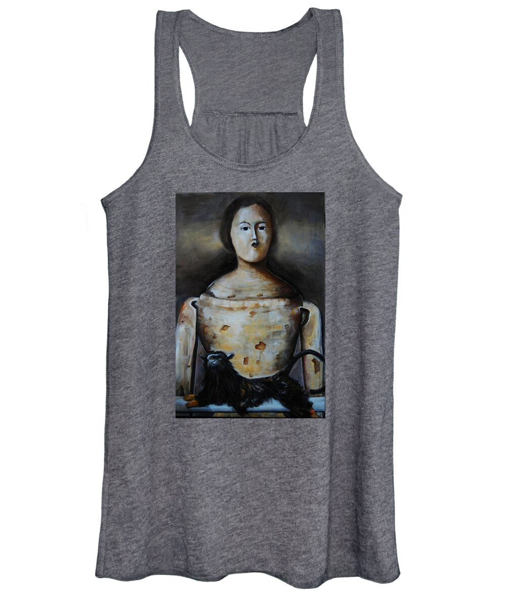 Victorian Women's Tank Top featuring the painting The Monkey And The Mannequin by Jean Cormier