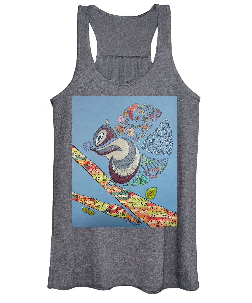Squirrel Women's Tank Top featuring the mixed media The Rare North American Flower-tailed Squirrel by Jayne Somogy