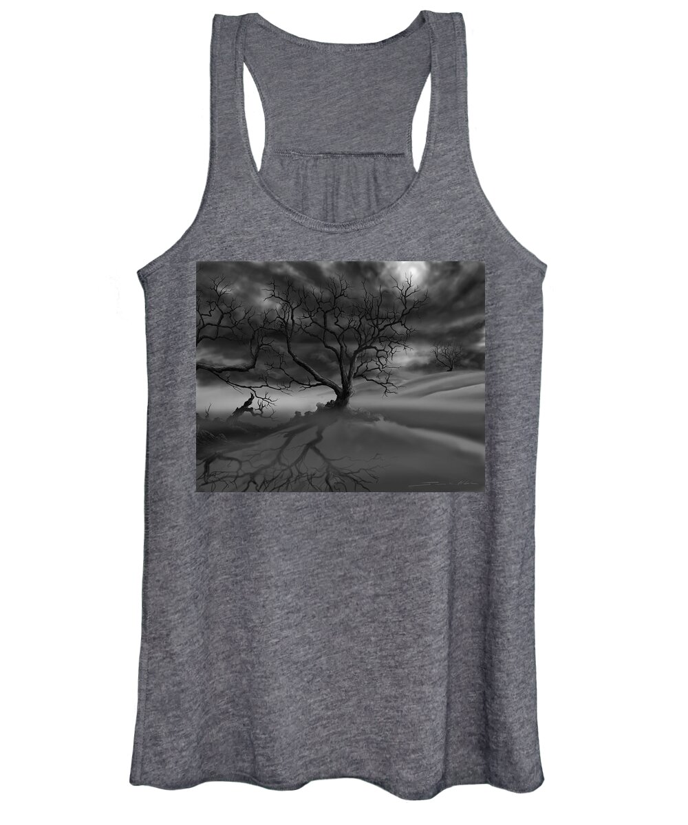 Dark Tree Women's Tank Top featuring the painting The Raven's Night by James Hill