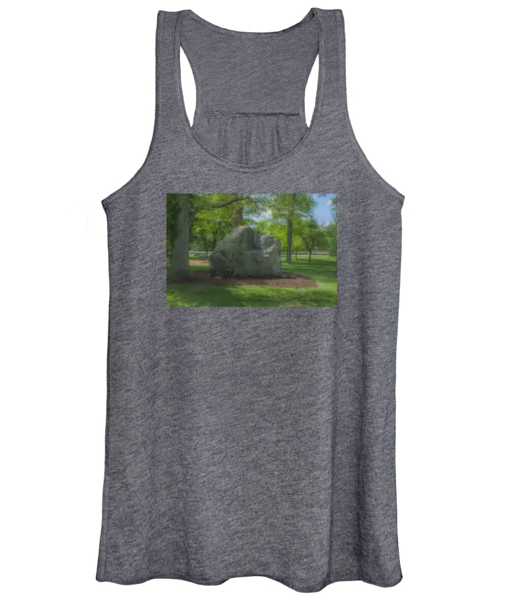 The Rock � Frothingham Park Women's Tank Top featuring the painting The Rock at Frothingham Park, Easton, MA by Bill McEntee