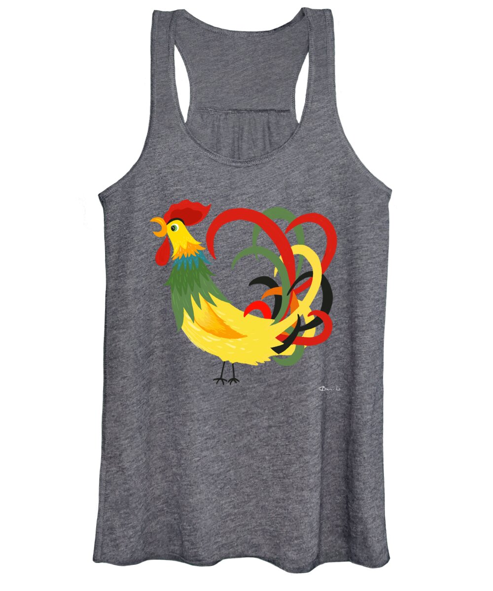 Rooster Women's Tank Top featuring the painting The Rooster Stands Alone by Little Bunny Sunshine