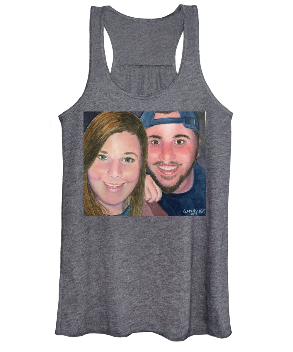 Self Portrait Women's Tank Top featuring the painting The Selfie - Sam and Erick by Wendy Keeney-Kennicutt