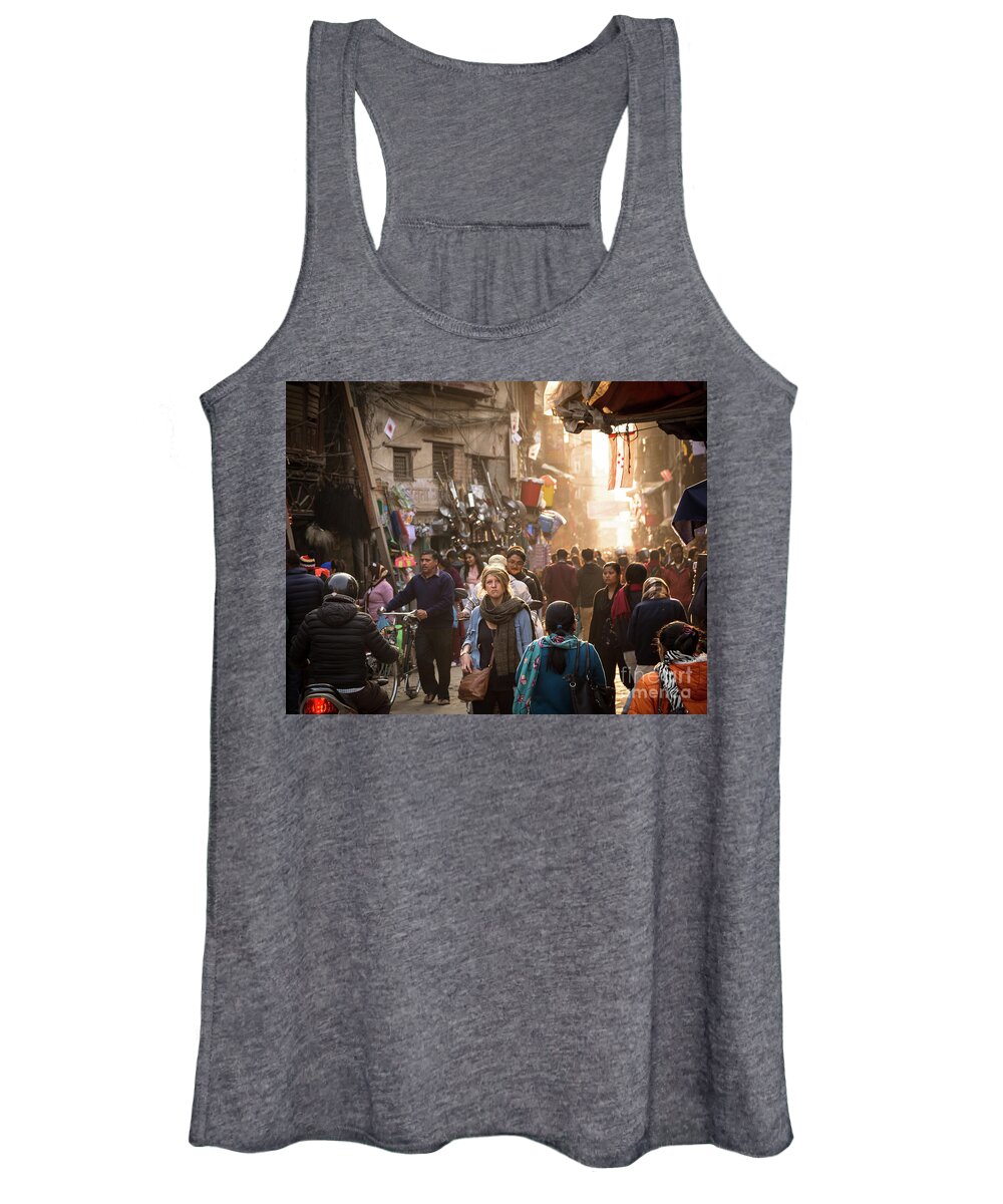 Capital Cities Women's Tank Top featuring the photograph The streets of Kathmandu by Didier Marti