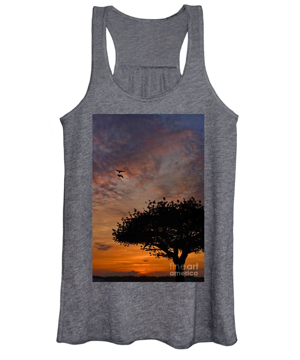 Sunset Women's Tank Top featuring the photograph The Sunset Tree by Kathy Baccari