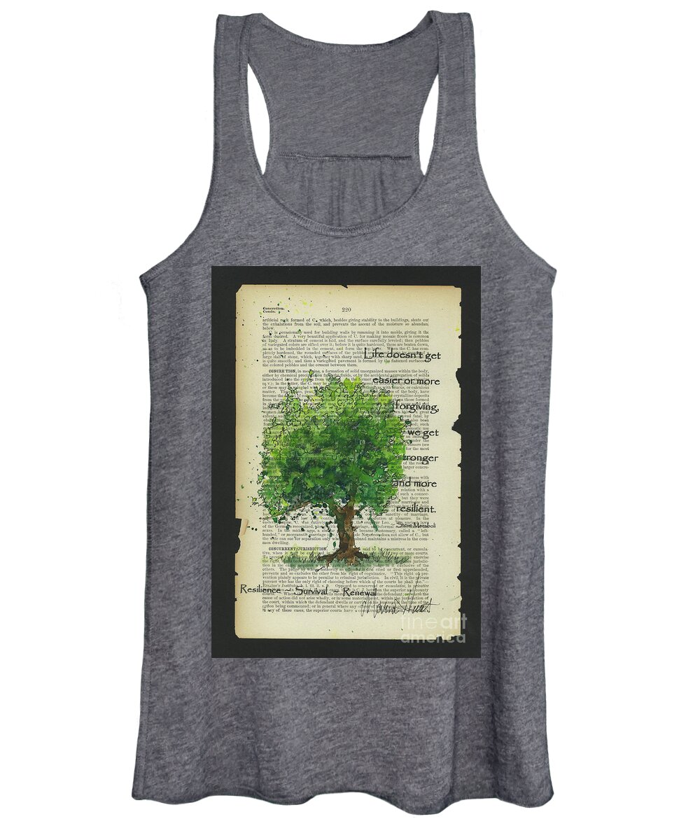 Survivor Tree Women's Tank Top featuring the painting The Survivor Tree 9/11 by Maria Hunt