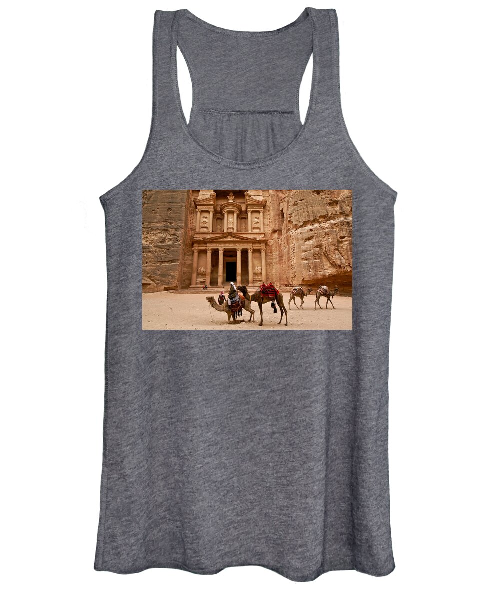 Middle East Women's Tank Top featuring the photograph The Treasury of Petra by Michele Burgess