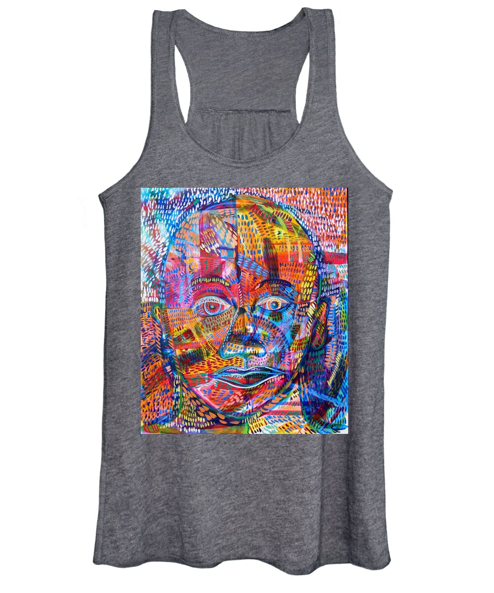 Face Women's Tank Top featuring the painting The Uncalculated Man by Rollin Kocsis