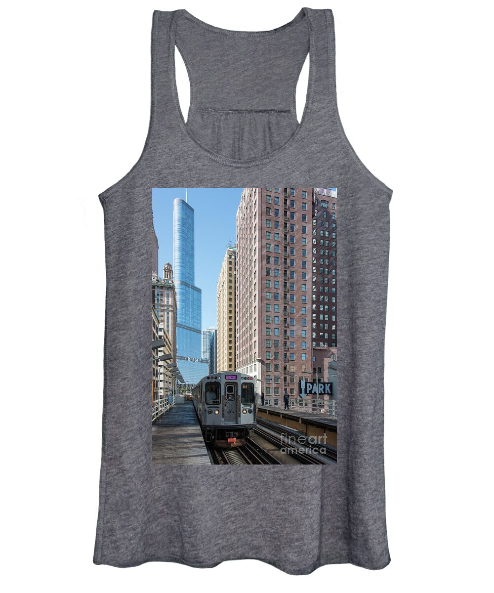 Chicago Women's Tank Top featuring the photograph The Wabash L Train at Eye Level by David Levin