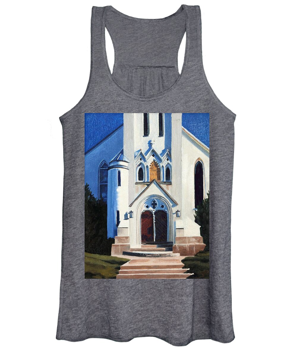 292 Women's Tank Top featuring the painting The White Church by Phil Chadwick