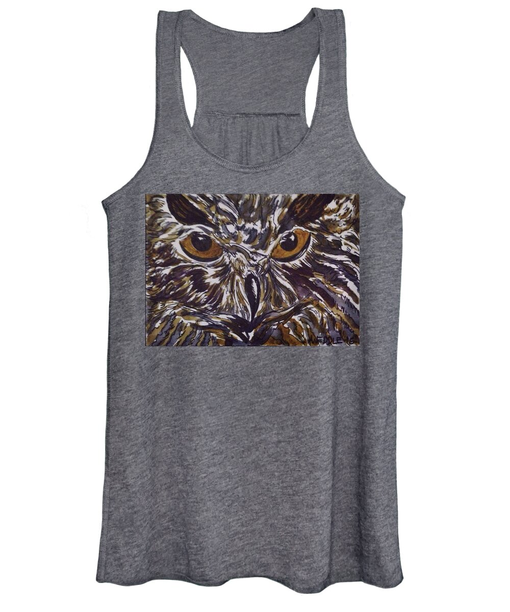 Owl Women's Tank Top featuring the painting The Wise One by Angela Weddle