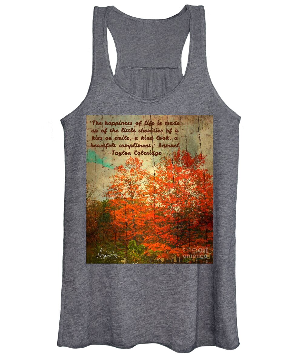 Photograph Women's Tank Top featuring the photograph The Happiness Of Life By Taylor Coleridge by MaryLee Parker