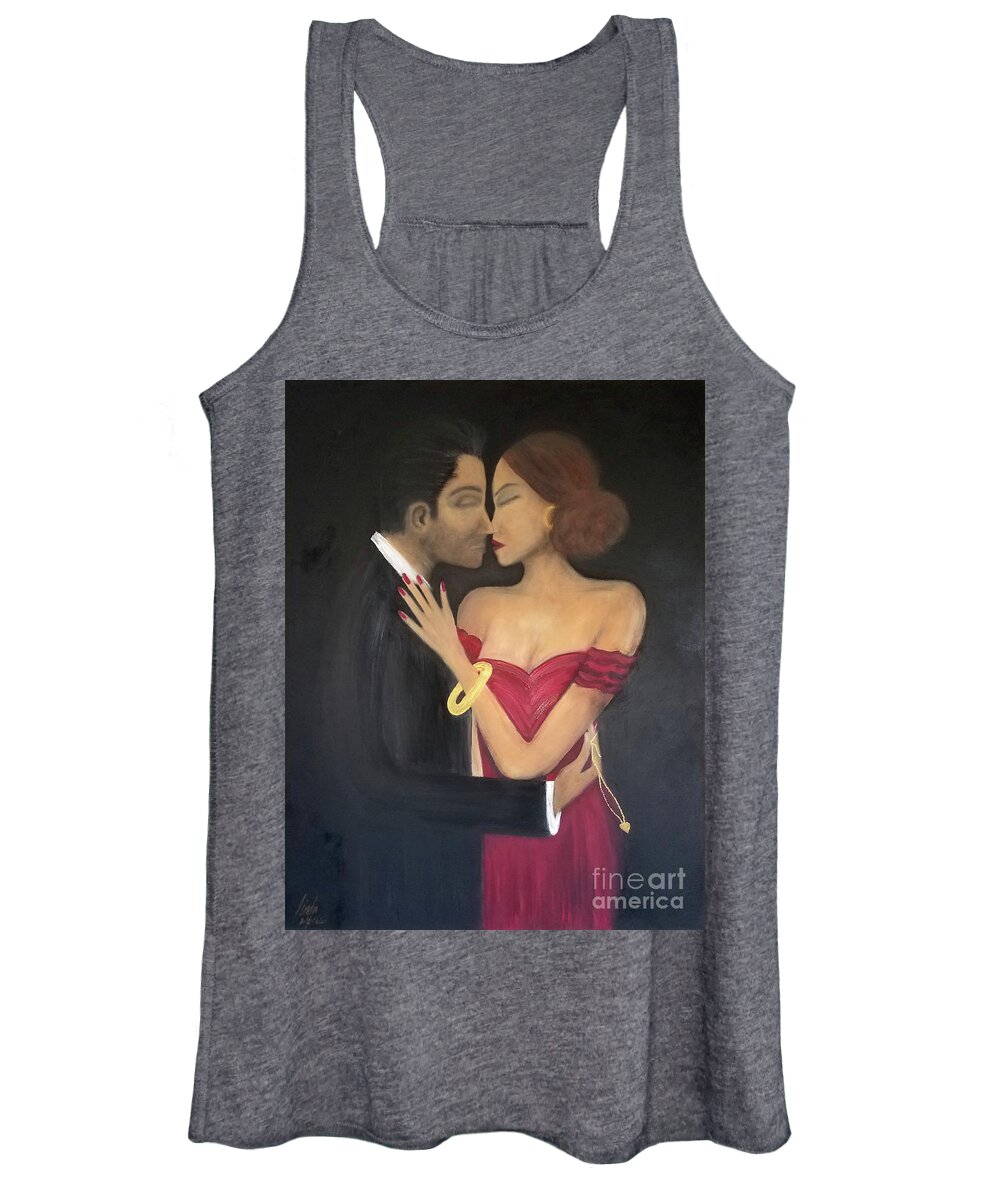 Couples Women's Tank Top featuring the painting Thief Of Hearts by Artist Linda Marie