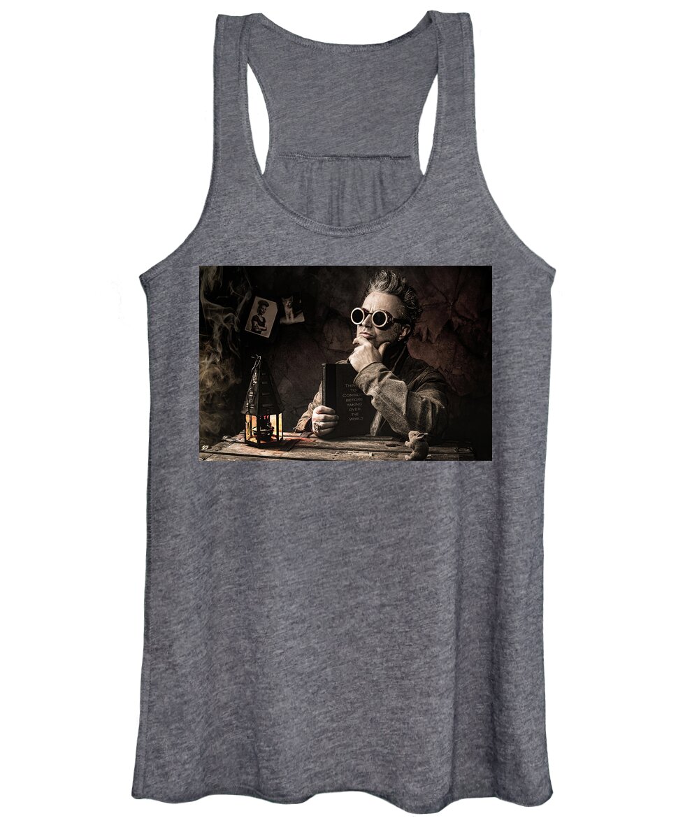 Steampunk Women's Tank Top featuring the photograph Things to consider - Steampunk - World domination by Gary Heller