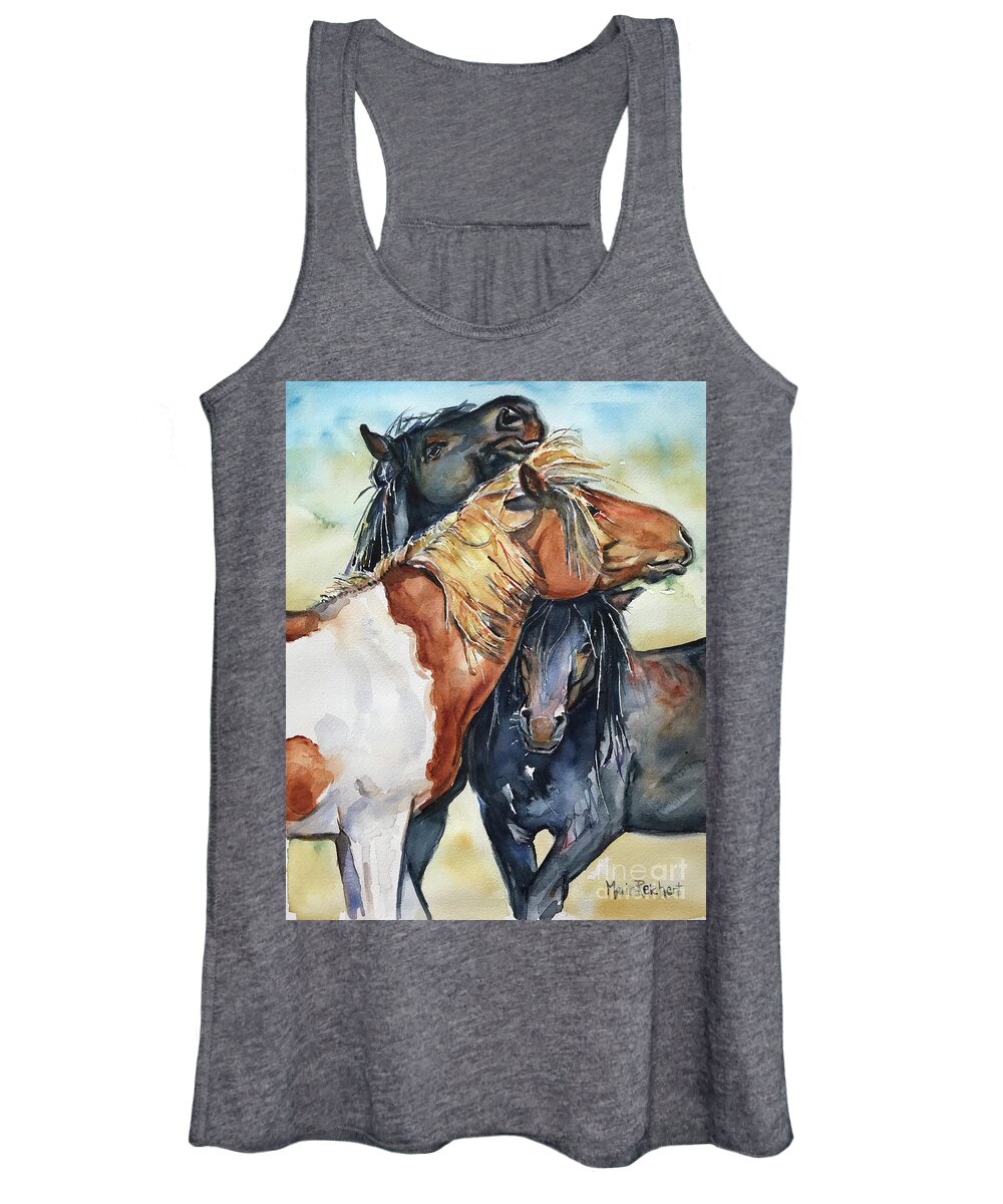 Horse Women's Tank Top featuring the painting Three Amigos by Maria Reichert