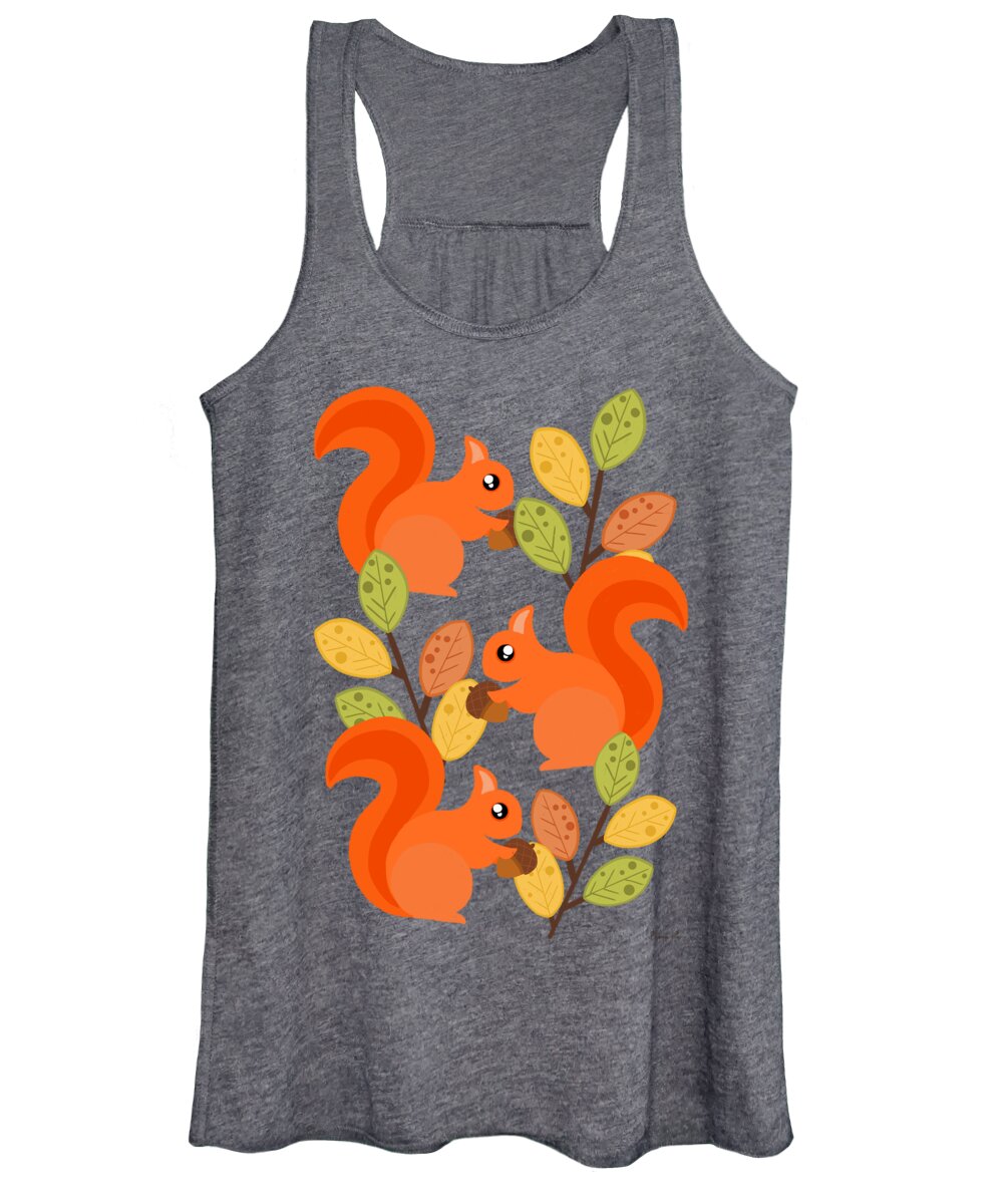  Nature Women's Tank Top featuring the painting Three Squirrels In A Tree by Little Bunny Sunshine