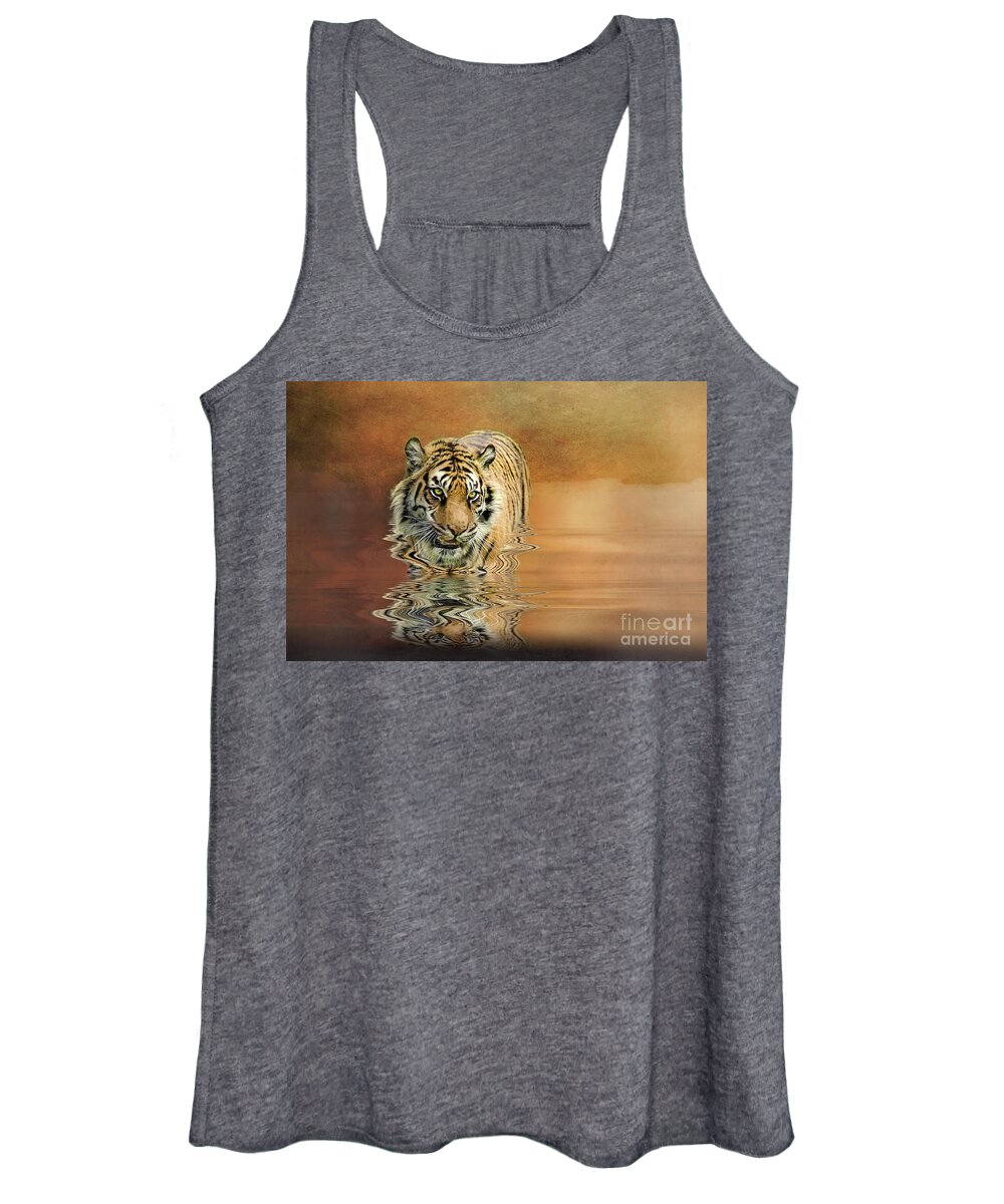 Tiger Women's Tank Top featuring the photograph Tiger Reflections by Brian Tarr