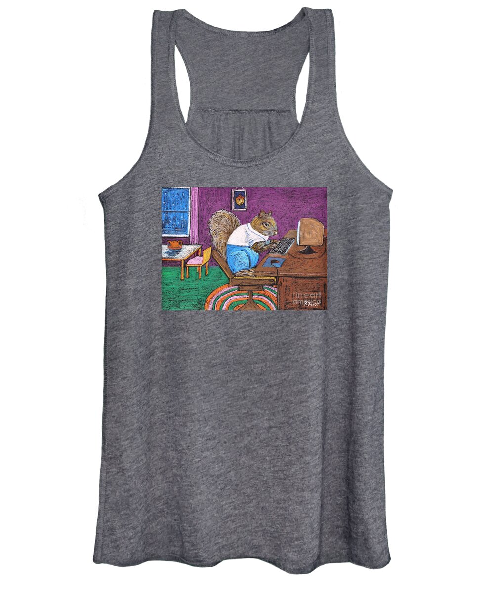 Squirrels Women's Tank Top featuring the pastel Todd's Internet Business by Reb Frost