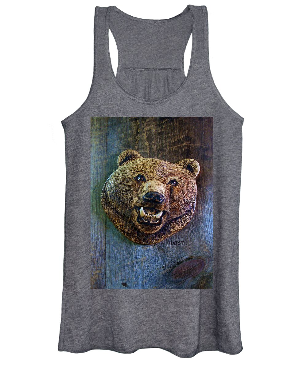 Bear Women's Tank Top featuring the pyrography Together Again by Ron Haist