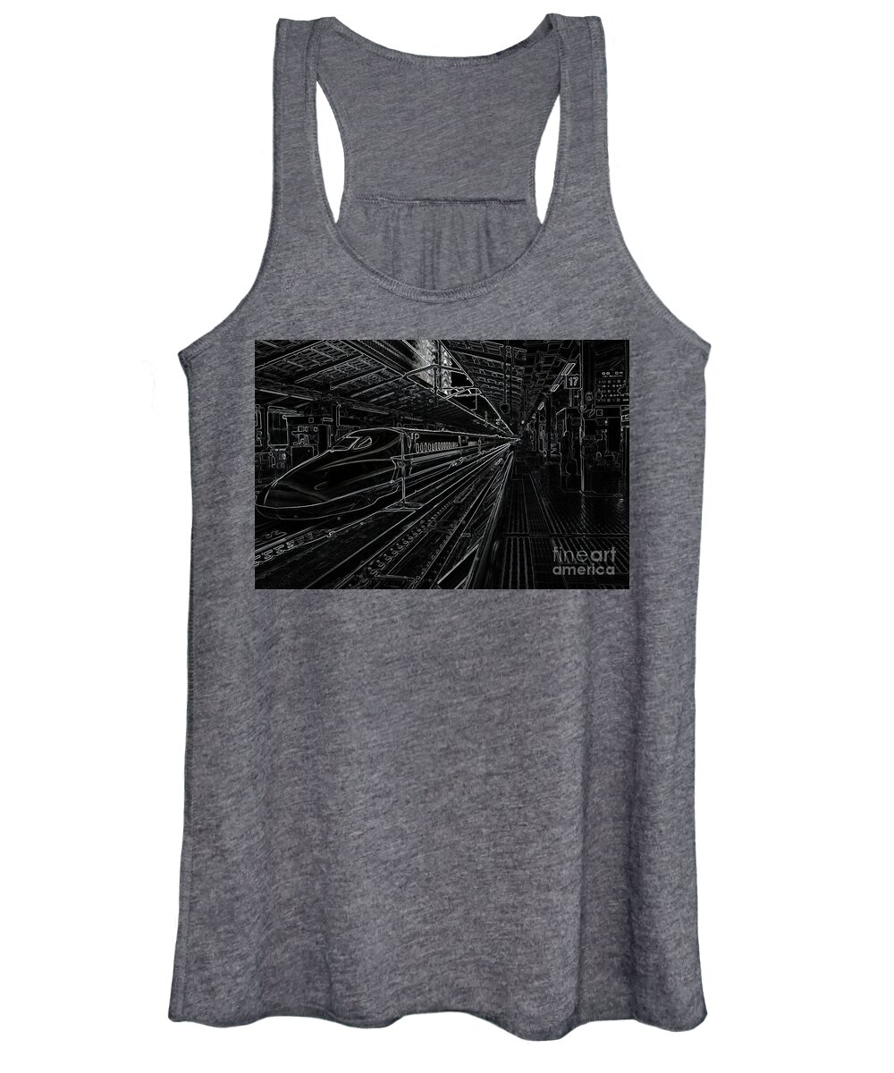 Tokyo Women's Tank Top featuring the photograph Tokyo to Kyoto, Bullet Train, Japan Negative by Perry Rodriguez