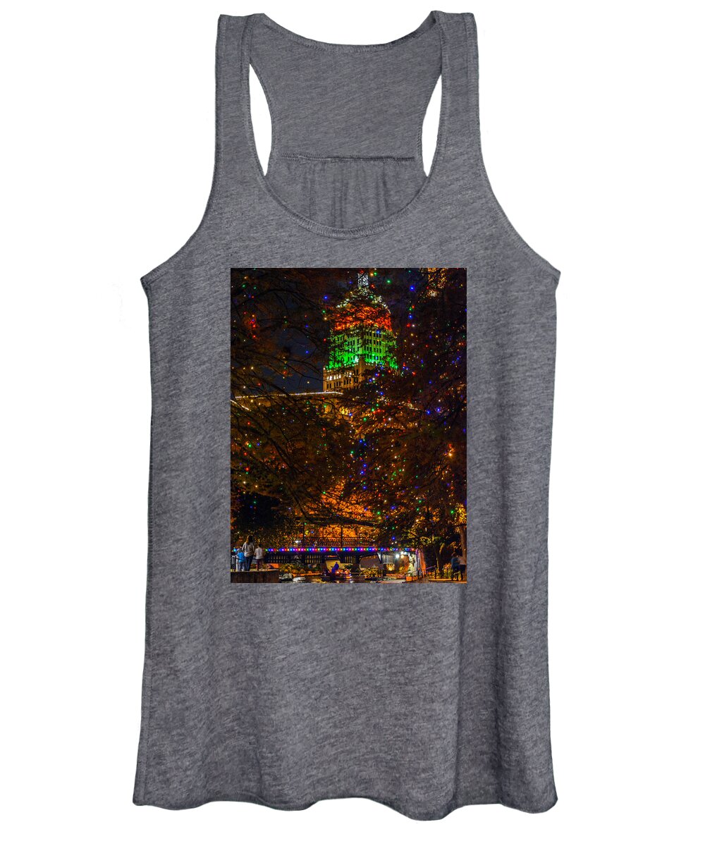 Tower Life Building Women's Tank Top featuring the photograph Tower Life Christmas by David Meznarich