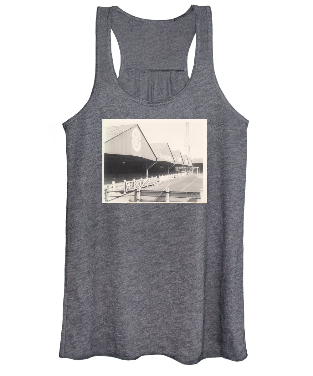  Women's Tank Top featuring the photograph Tranmere Rovers - Prenton Park - Cowshed 1 - BW - 1967 by Legendary Football Grounds