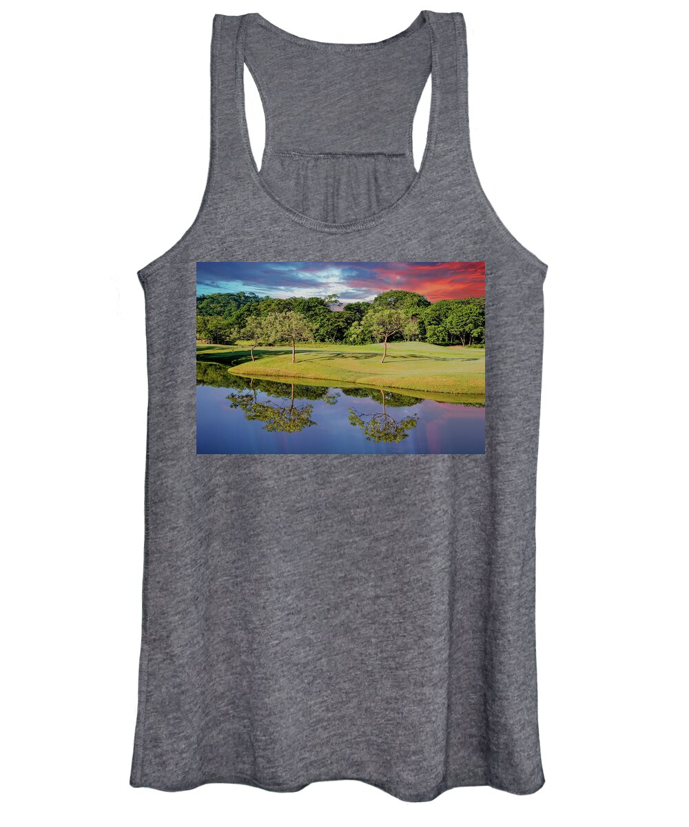 Costa Rica Women's Tank Top featuring the photograph Trees on Lakeshore by Darryl Brooks