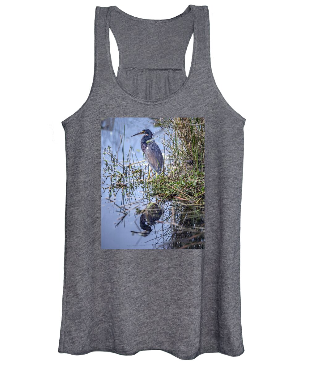 Bird Women's Tank Top featuring the photograph Tricolored Heron Reflection by William Bitman