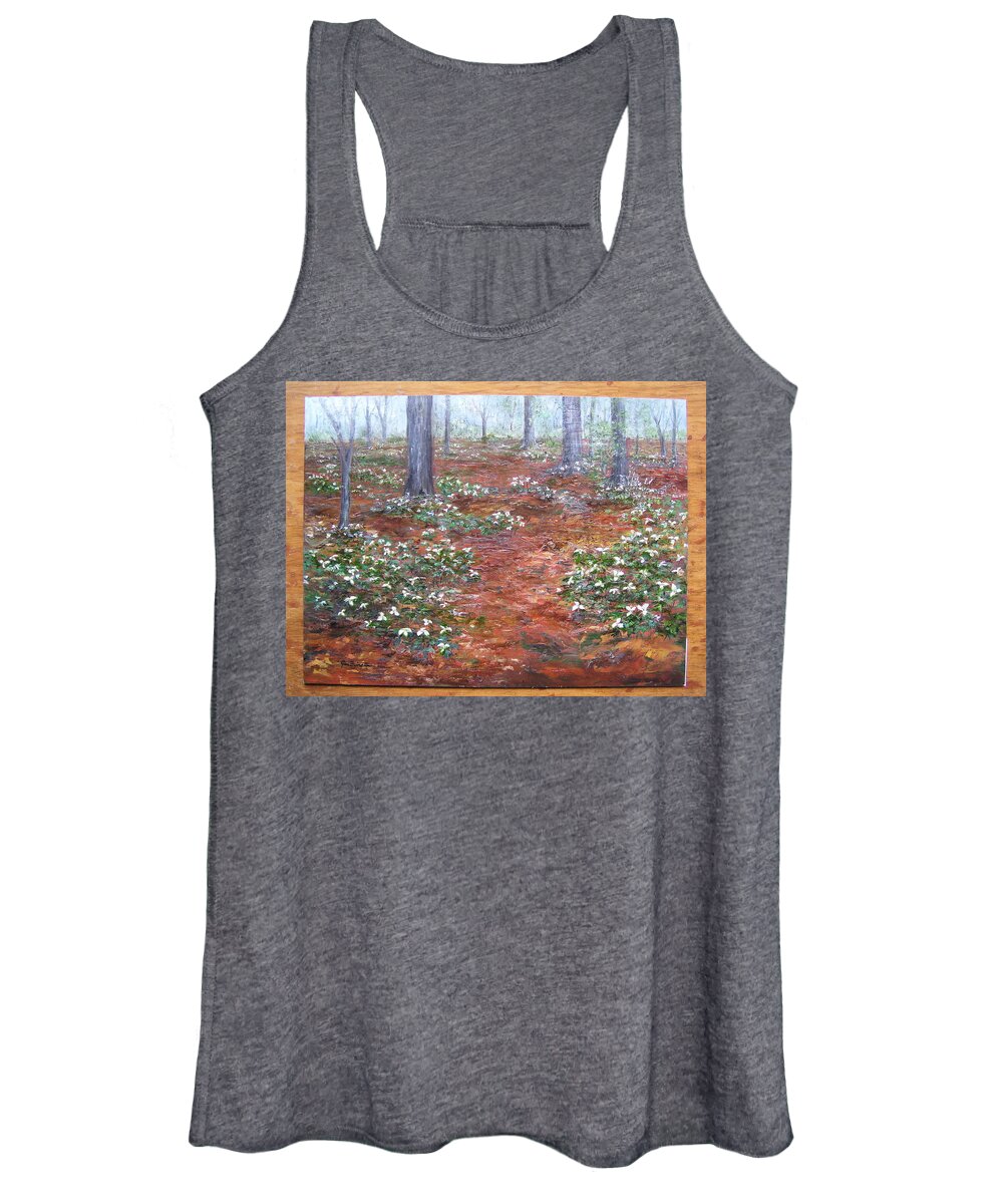Trilliums Women's Tank Top featuring the painting Trilliums after the rain by Jan Byington