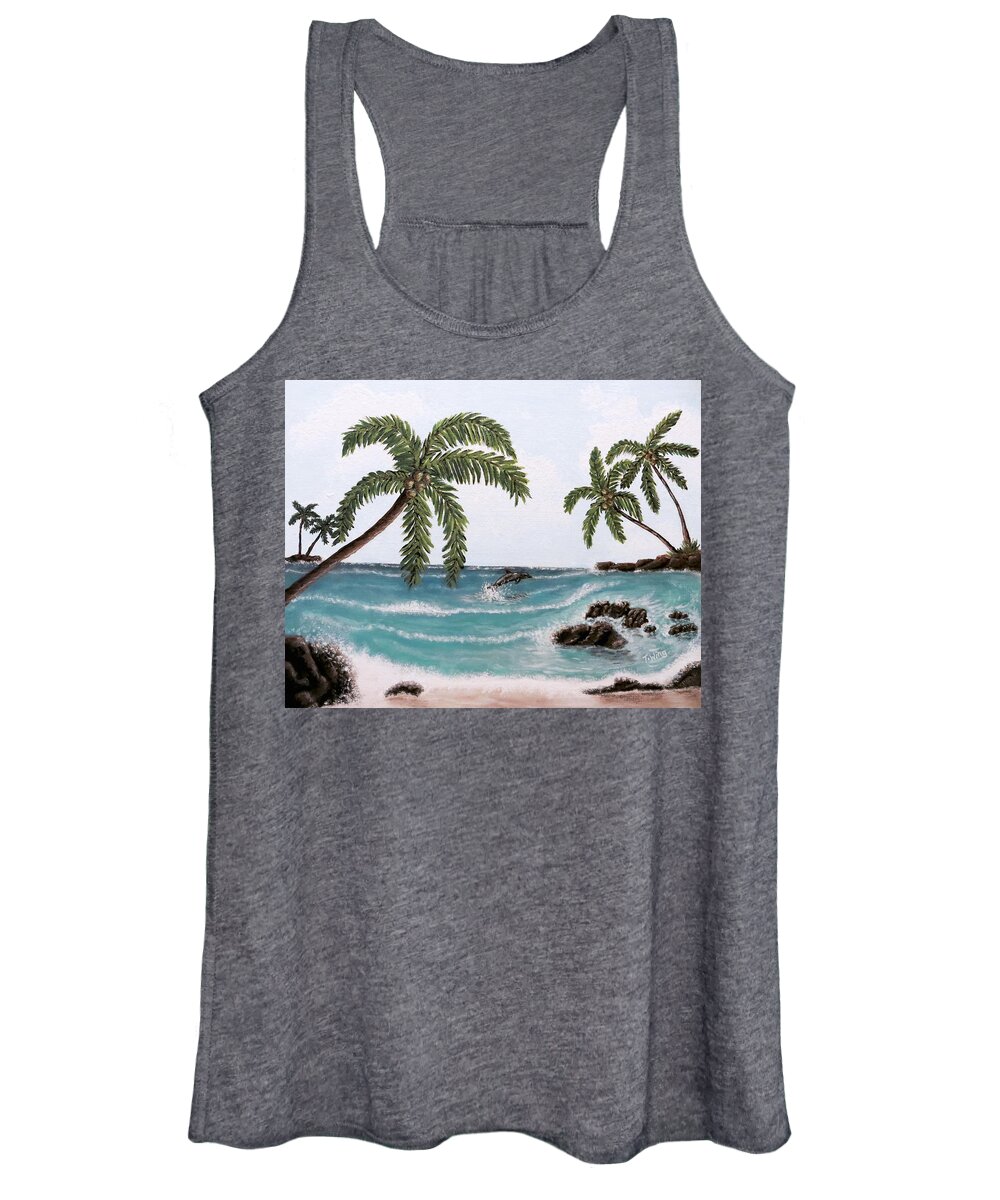 Tropical Women's Tank Top featuring the painting Tropical Paradise by Teresa Wing