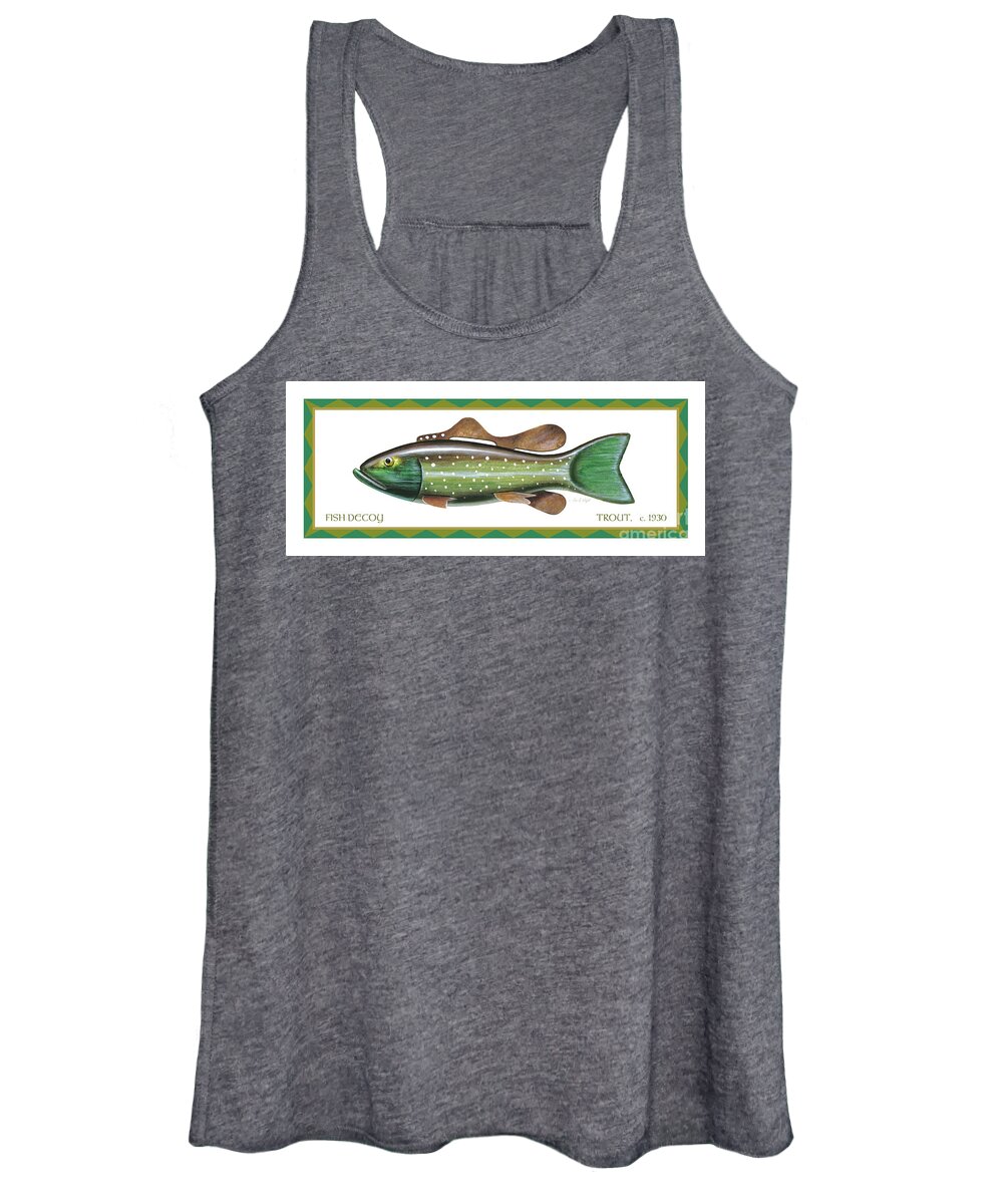 Jq Licensing Women's Tank Top featuring the painting Trout Ice Fishing Decoy by Jon Q Wright