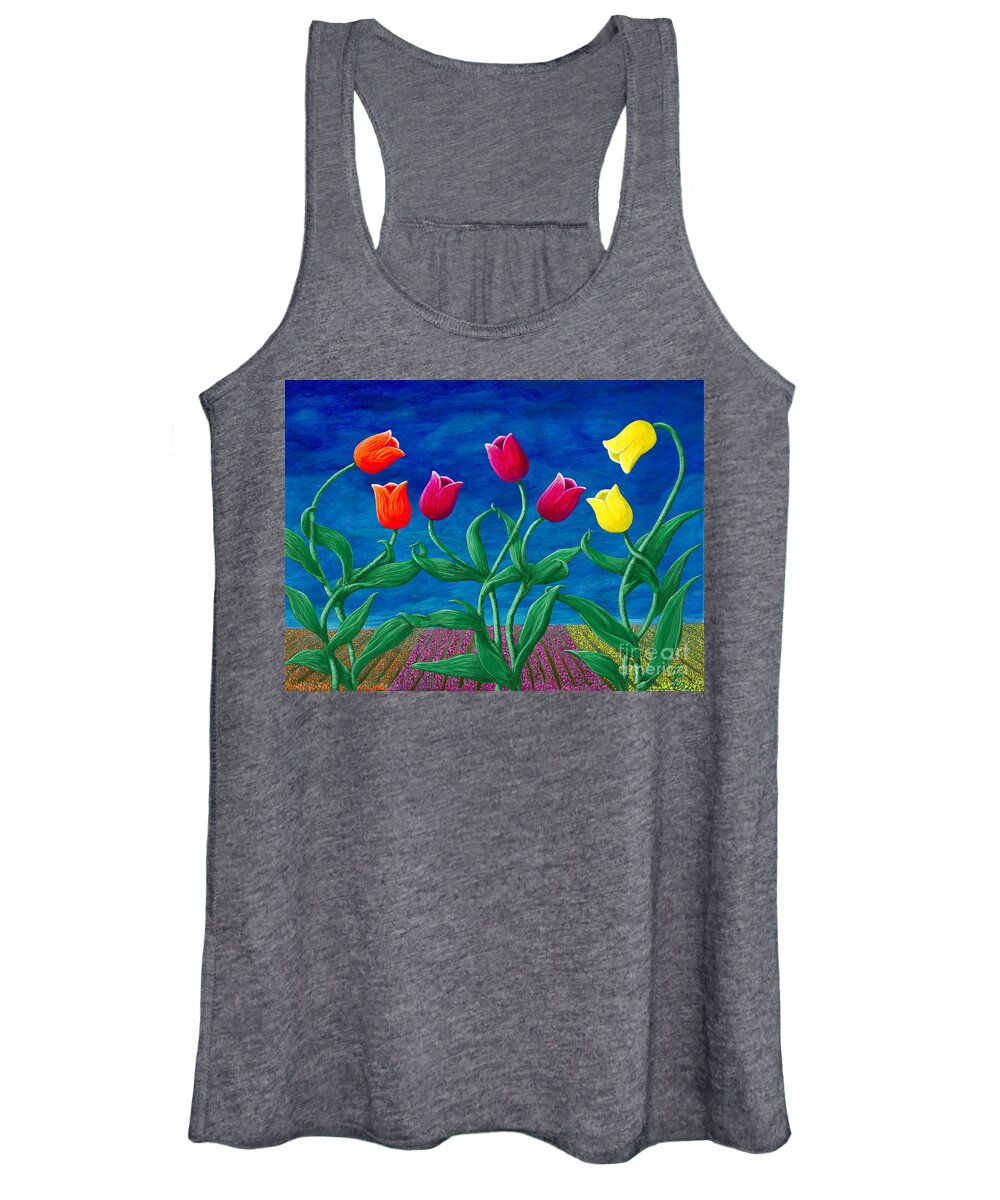 Tulip Women's Tank Top featuring the painting Tulip Tango by Rebecca Parker