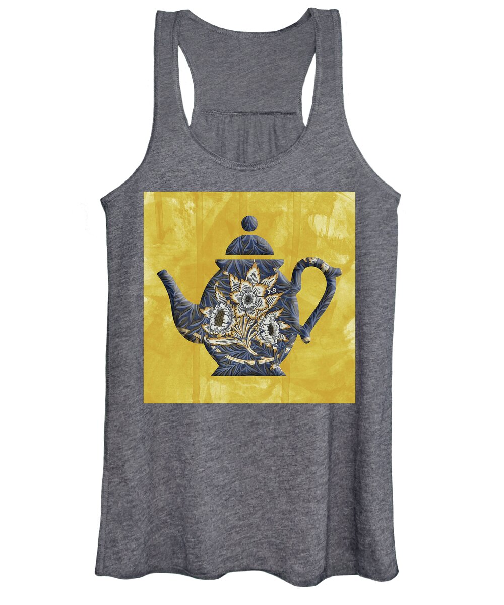 Tulips And Willow Women's Tank Top featuring the photograph Tulips and Willow Pattern Teapot by Anthony Murphy