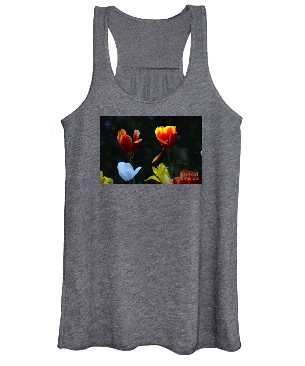 Flowers Women's Tank Top featuring the photograph Tulips One Blue 1 by David Frederick