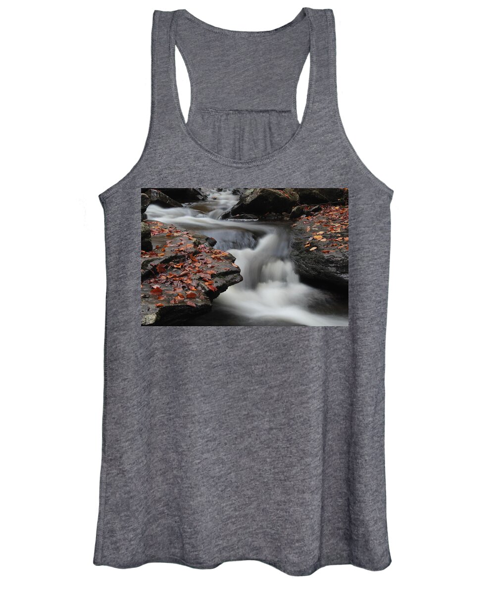 Waterfall Leaves Movement Rocks Edges Multicolored Women's Tank Top featuring the photograph Twisted Waterfall by Scott Burd