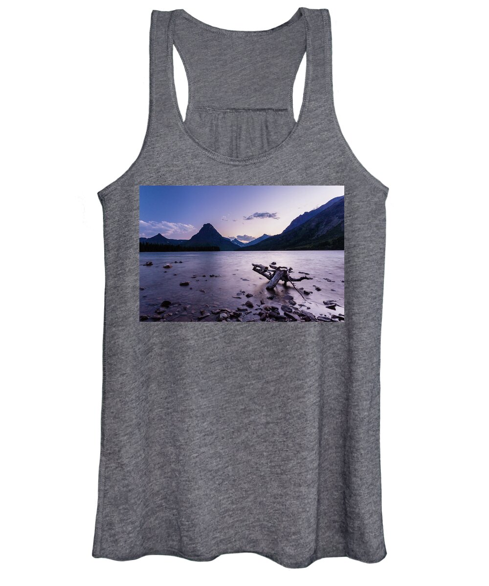 Clements Mountain Women's Tank Top featuring the photograph two medicine lake, MT 2 by Mati Krimerman