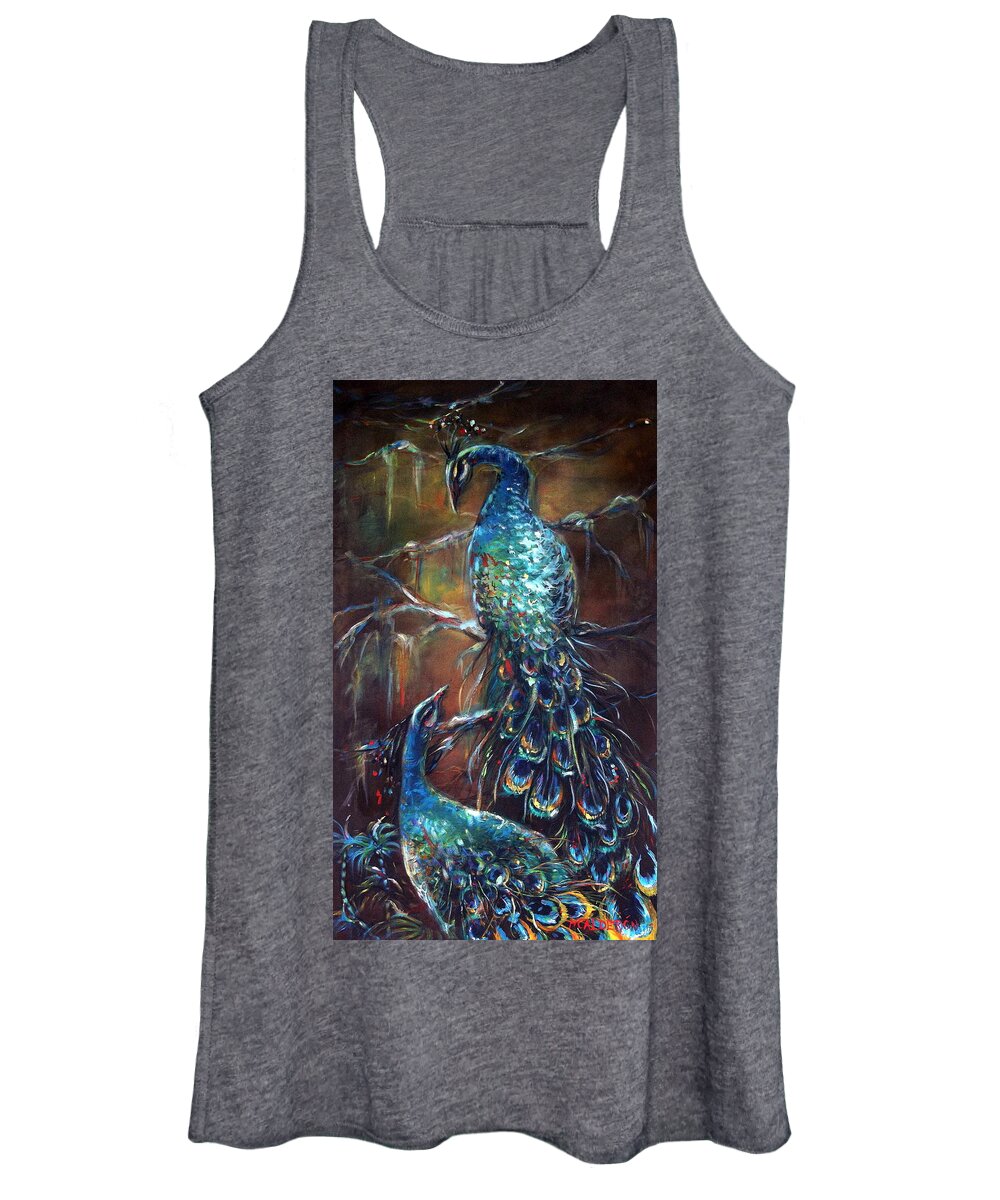 Peacocks Women's Tank Top featuring the painting Two Peacocks by Heather Calderon