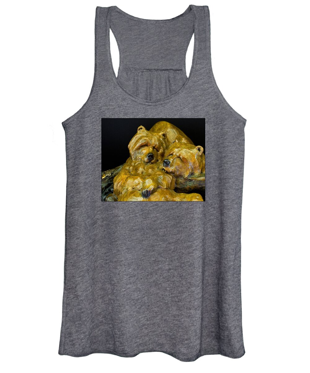 Bears Sculpture Women's Tank Top featuring the photograph Two Pooped Sculpture by Walt Horton by Ginger Wakem
