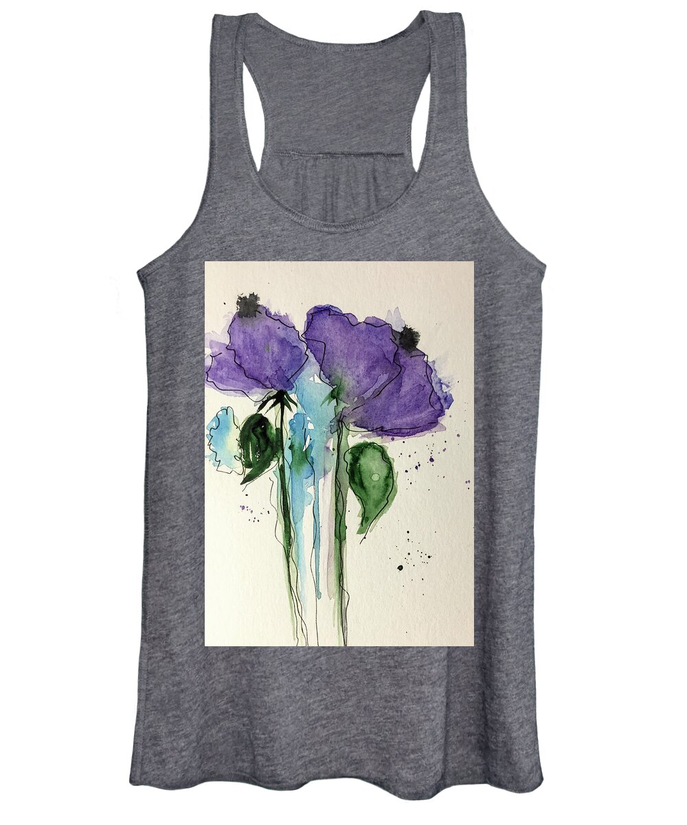 Flower Women's Tank Top featuring the painting Two Purple Flowers by Britta Zehm