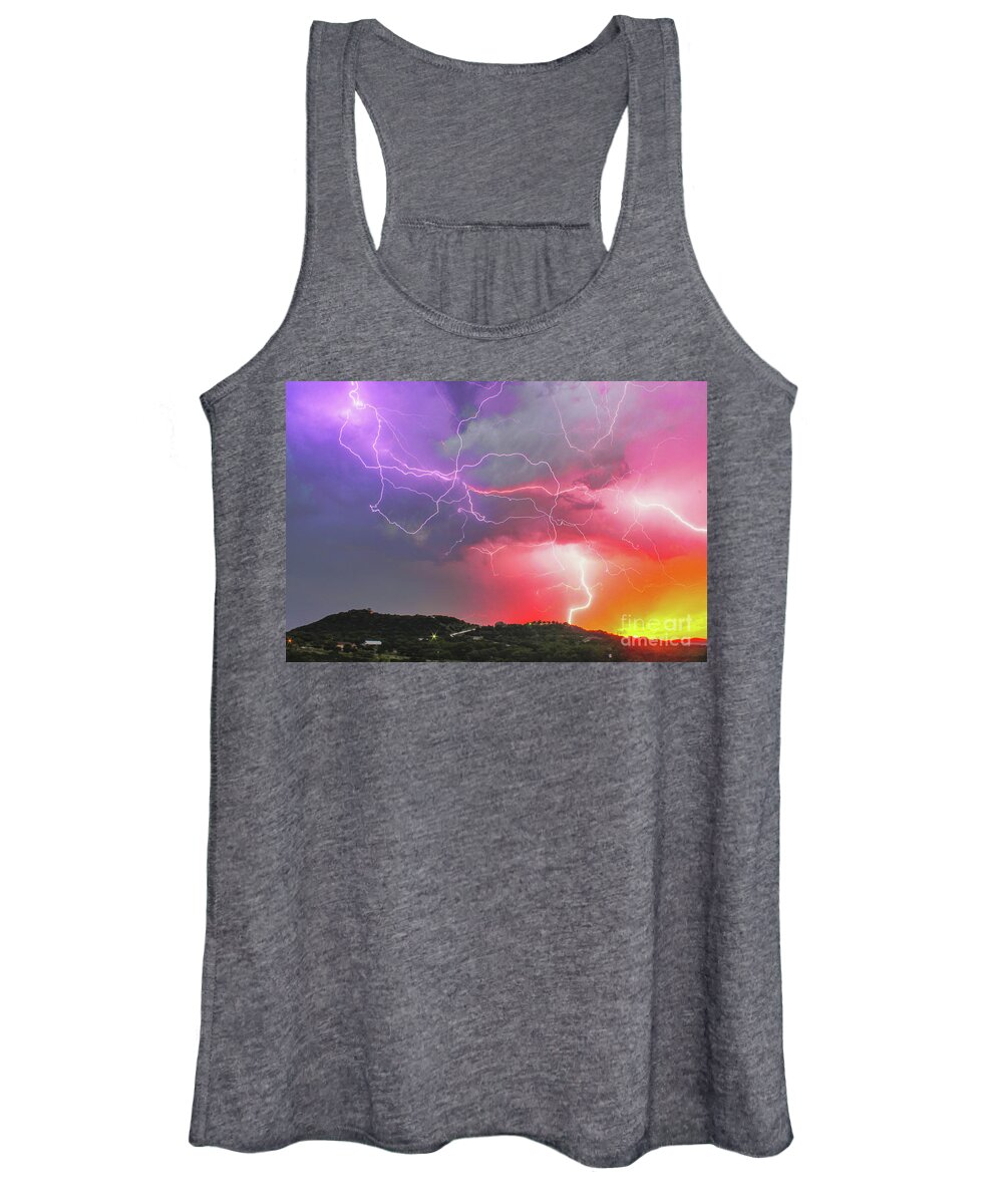 Lightning Women's Tank Top featuring the photograph Ultimate Sunset Lightning by Michael Tidwell