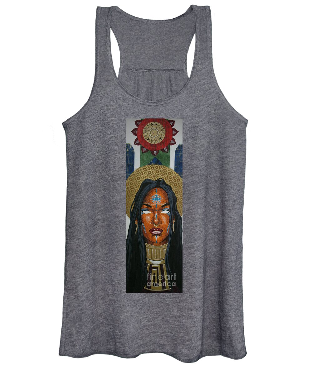 Black Women's Tank Top featuring the mixed media Untitled Goddess 6 by Edmund Royster