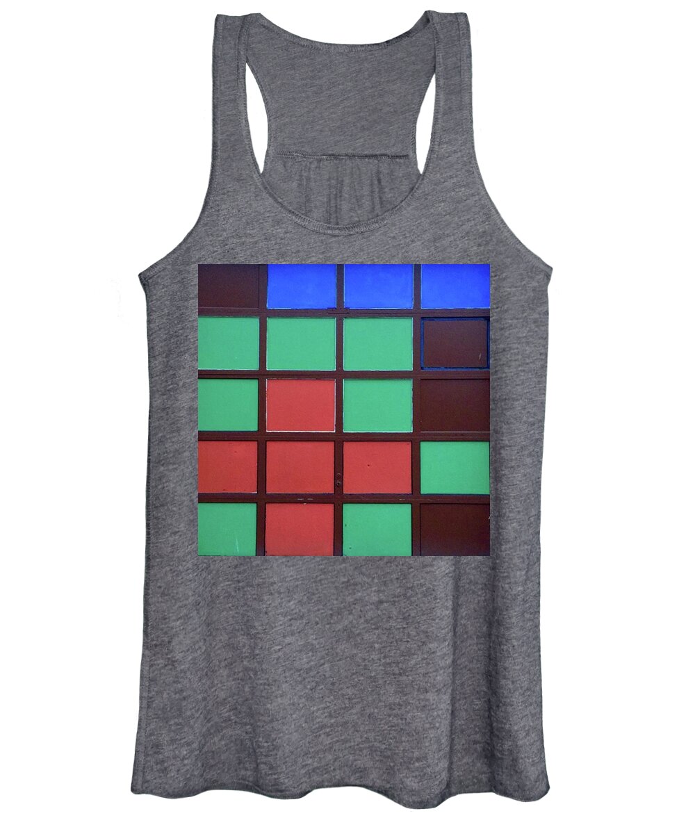 Blue Women's Tank Top featuring the photograph Urban Mondrian. #grid #pattern Red by Ginger Oppenheimer