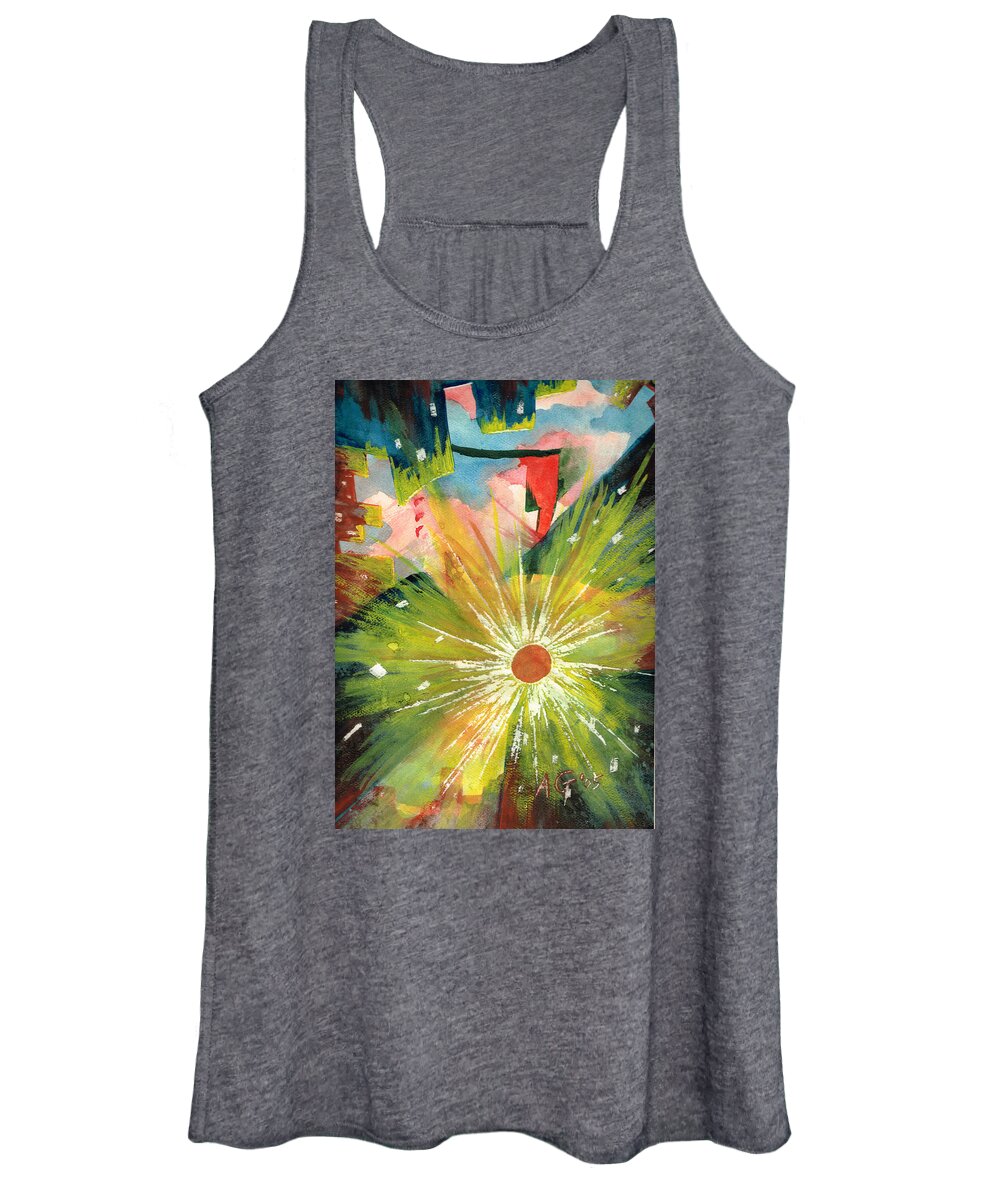 Downtown Women's Tank Top featuring the painting Urban Sunburst by Andrew Gillette