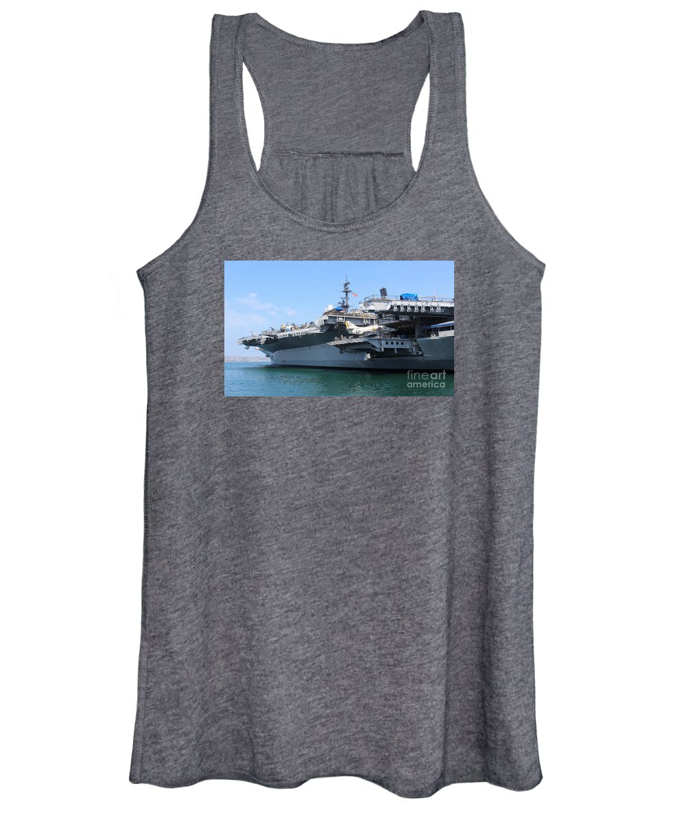 Uss Midway Ship Women's Tank Top featuring the photograph USS Midway Carrier by Cheryl Del Toro