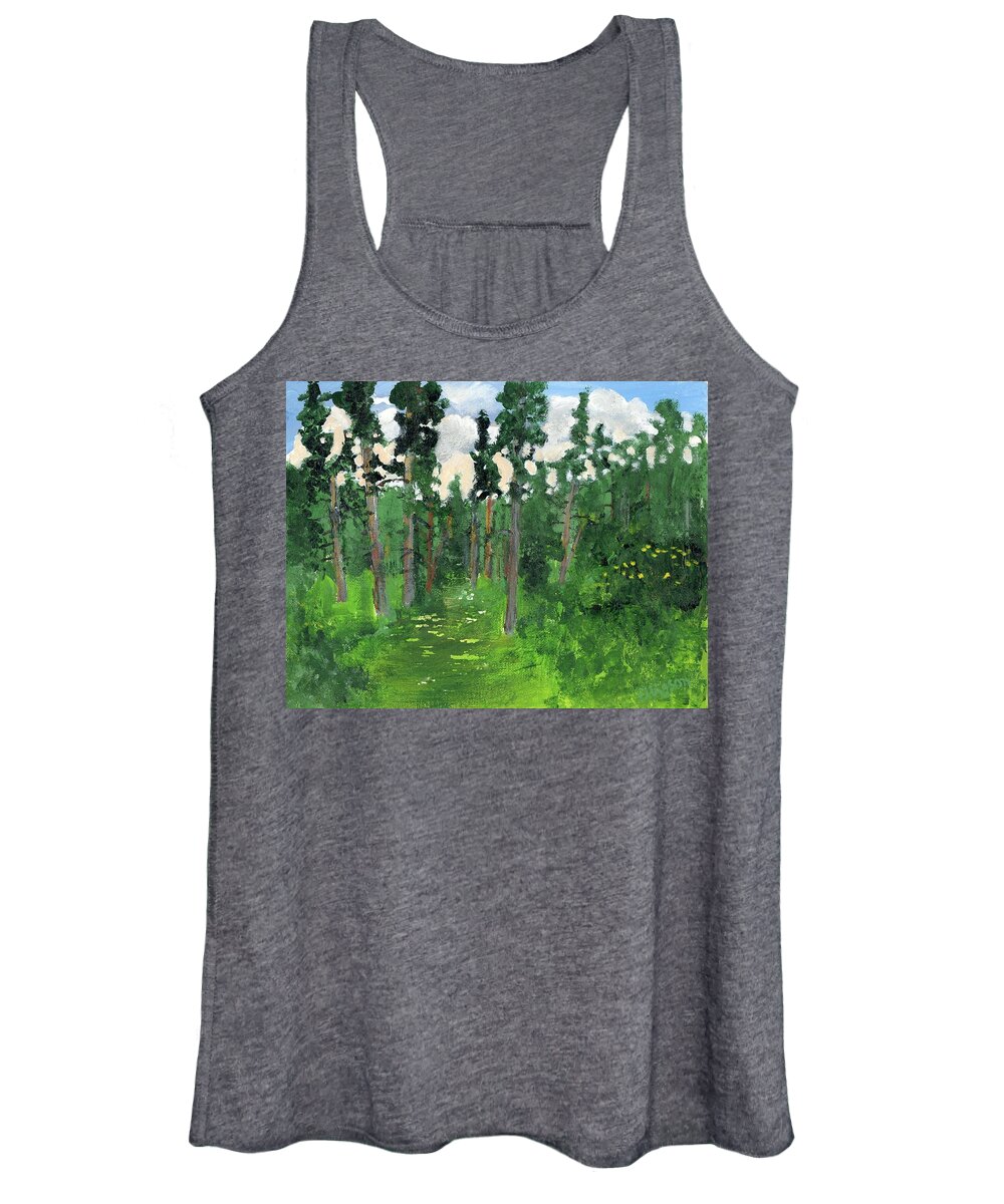Black Hills Women's Tank Top featuring the painting Valley Walk by Rodger Ellingson